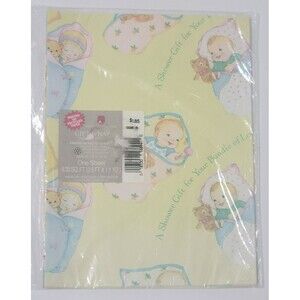 Vintage American Greetings Wrapping Paper Baby Shower Unisex Gift Wrap New